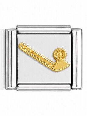Nomination Golf Club & Ball Charm Link 18k Gold Stainless Steel Retired